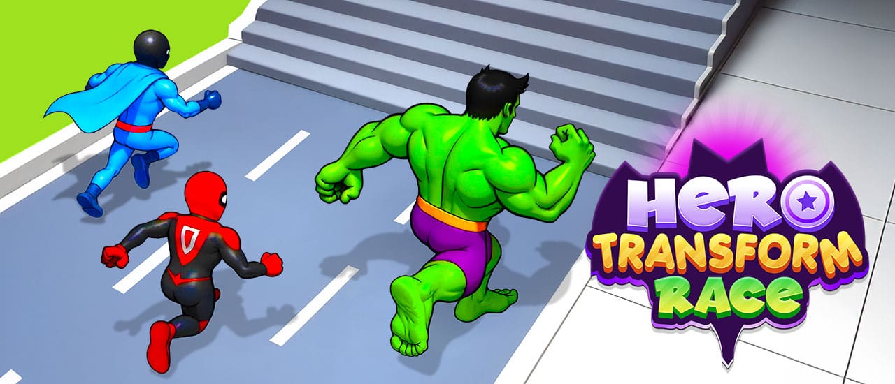Hero Transform Race gameplay screenshot showing key features and visual style